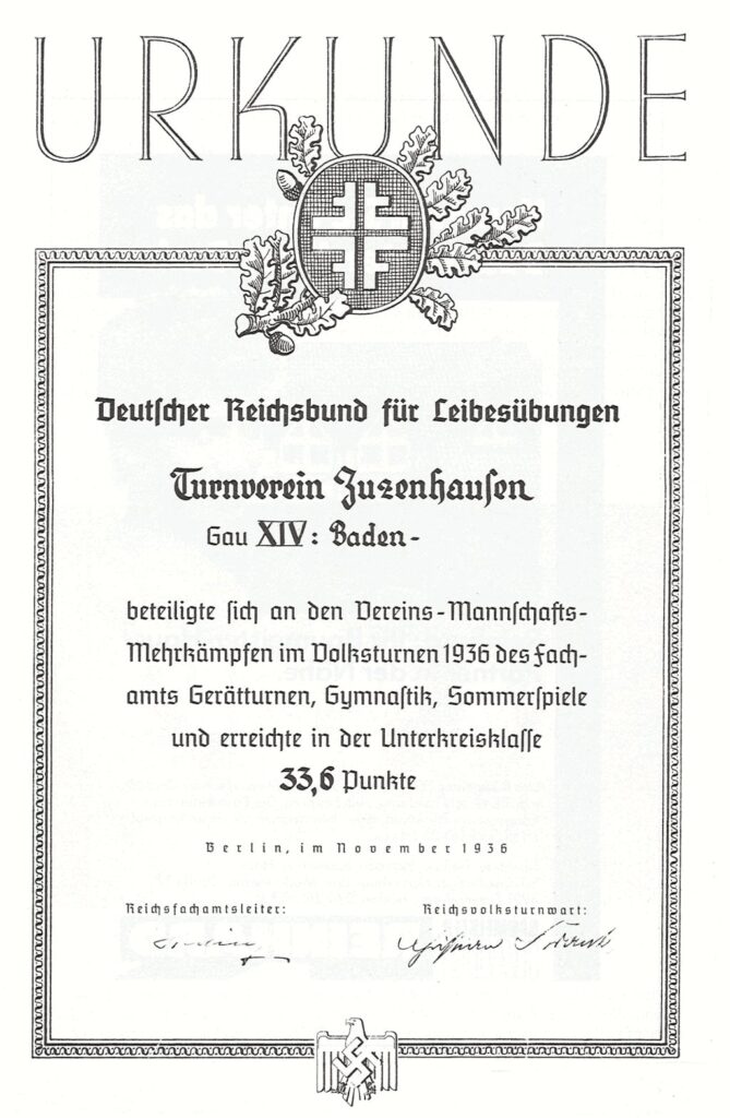 Urkunde 1936